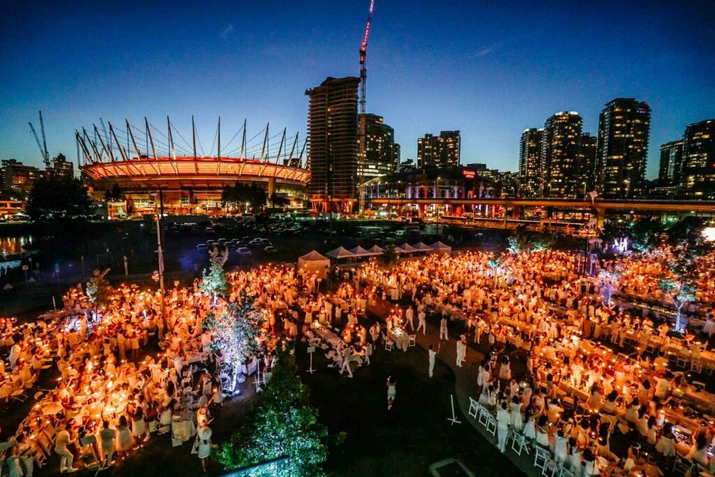 Diner en Blanc at the Concord Pacific Vancouver Presentation Centre at Night